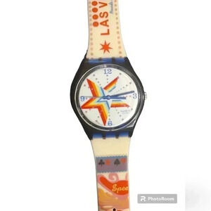 2002 Swatch Watch Shooting star rainbow Diameter case 33 mm. Water resistant 30